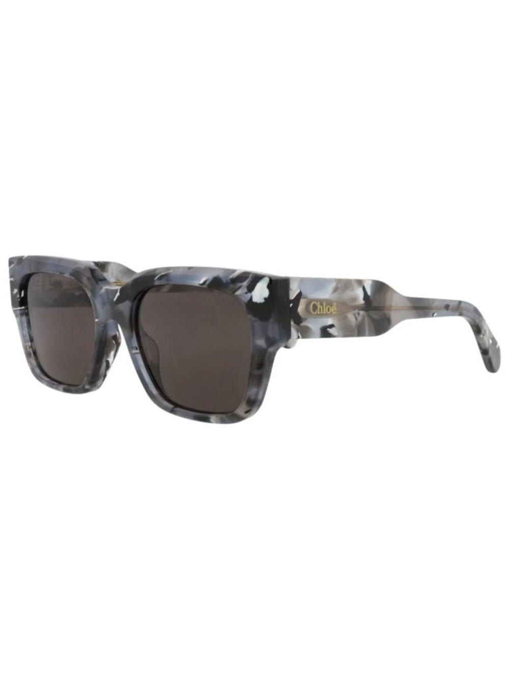 New Chloé Women's Sunglasses Square Rectangle Recycled Acetate Frame Grey Grey